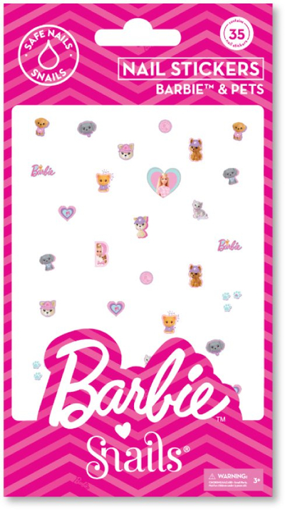 Ngjitëse thonjsh Barbie Snails Pets, set 35 copë, rozë pastel