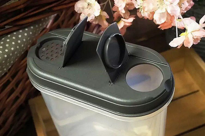 Dispenser plastik Fackelmann 1126-63, 2.4L, transparent, kapak gri i errët
