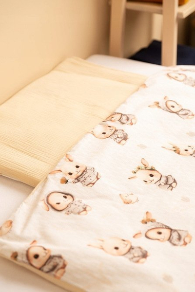 Set shtrati për kalamaj Beige Bunnies, 2 copë, 100x135 cm, bezhë
