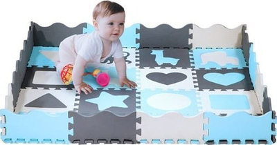 Tapet puzzle për kalamaj NILS FUN MD03, 36 copa, 140x140cm, mente gri edhe i bardhë