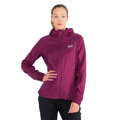 Женска јакна Jack Wolfskin Hydro Grid Fleece Jacket Jkt W, полиестер, со капуља