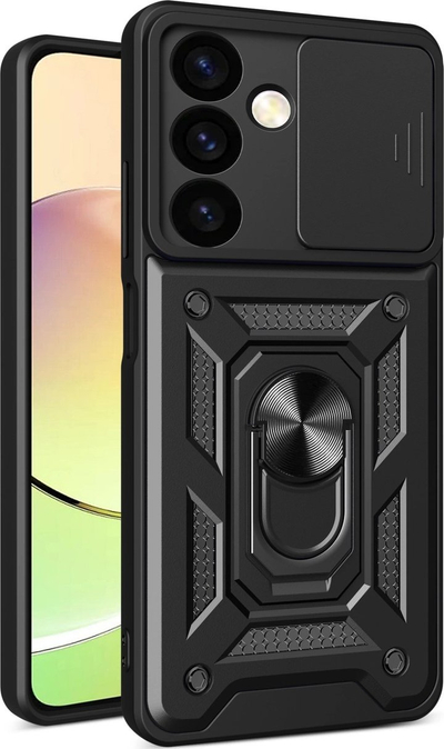 Kallep telefoni Camshield për Samsung Galaxy A15, me unazë 360°, mbrojtës për kamerën, i zi