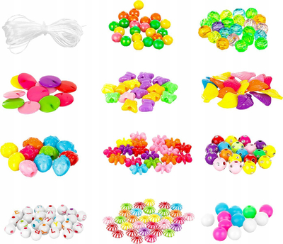 Set rruaza për bizhuteri DIY 23439, shumëllojshmëri formash, për fëmijë 6+