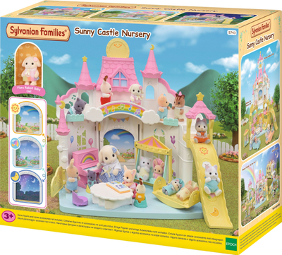 Set loje Sylvanian Families Sunny Castle Nursery, me figurinen Flora Rabbit Baby, shumengjyrësh