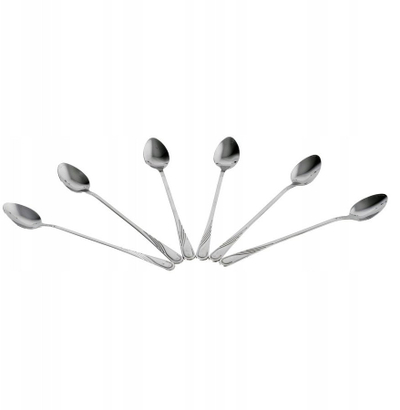 Сет долги лажици за десерт Long Dessert Teaspoon, 6 парчиња, не'рѓосувачки челик, сребрена боја