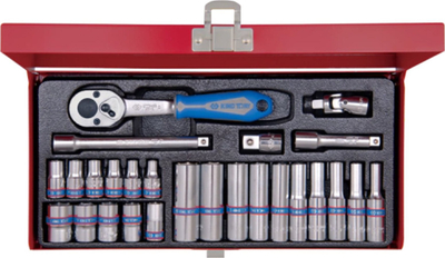 Set çelësa me racë King Tony 1/4", 24 copë, në kuti, shumëngjyrësh