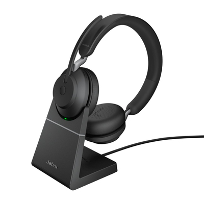 Kufje Jabra Evolve2 65, USB‑C, stereo, me bazë karikimi, të zeza