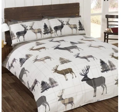 Set çarçafësh Eurofirany Hjort Christmas, 220x230cm, pambuk flanel, ngjyrë natyrale