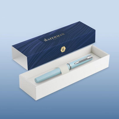 Stilolaps me makinë Waterman Allure, majë çeliku, blu satin