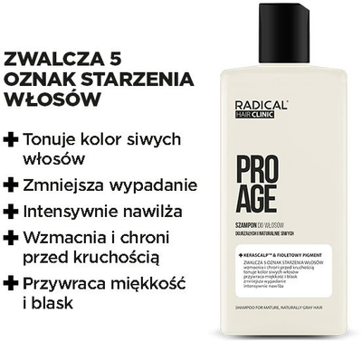 Shampo flokësh Radical Hair Clinic Pro Age, për flokë të thinjur, 300ml