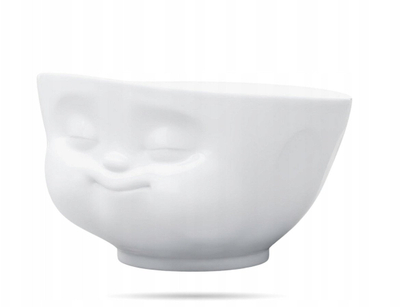 Tas porcelani FiftyEight Munching Face, 16 Oz, i bardhë
