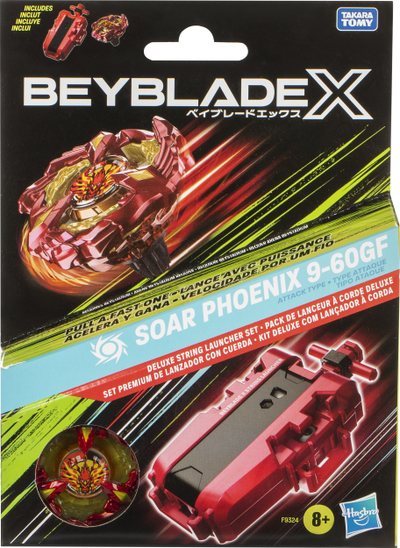 Set lodër Beyblade X Soar Phoenix 9-60GF, lëshues me kordë, deluxe, i kuq