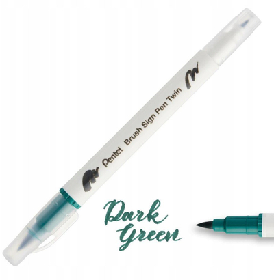 Marker Pentel Brush Sign Pen Twin SESW30C, me dy maja, ngjyrë jeshile e errët