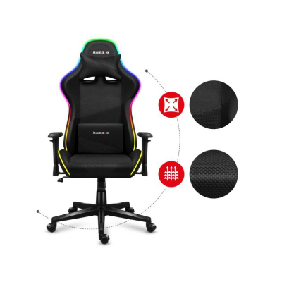 Karrige gaming Huzaro Force 6.3 RGB Mesh, shpina 180°, drita LED RGB, e zezë