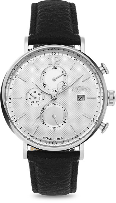 Orë dore për meshkuj Prim Elegance CZ 2023, e zezë/argjendtë