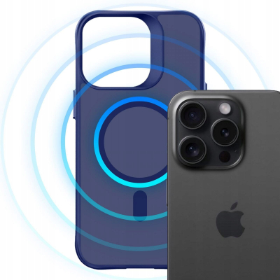 Mbrojtëse telefoni 3MK Smoke MagCase për iPhone 16 Pro Max, MagSafe, polikarbonat, blu