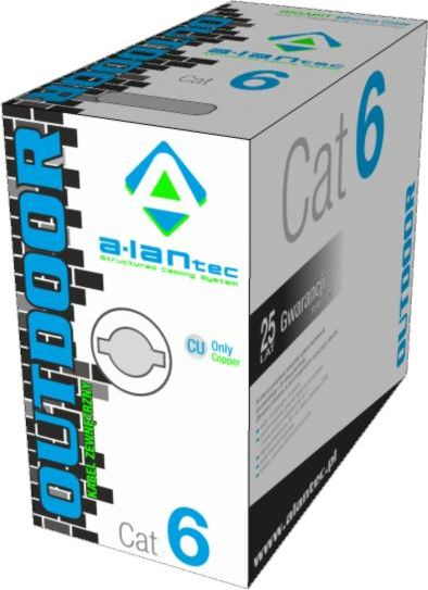 Мрежен кабел Alantec KIU6OUTZ305, Cat6 U UTP, 305m, црн