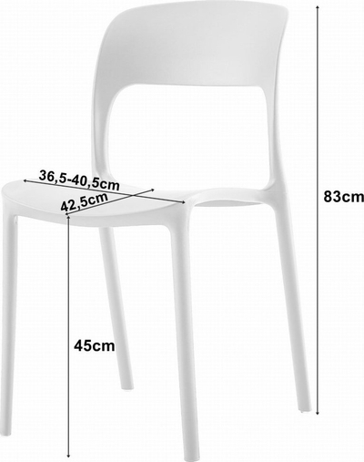Karrige HURTMEBLOWY Leobert Ipos, plastike, lartësia e uljes 45 cm, e bardhë