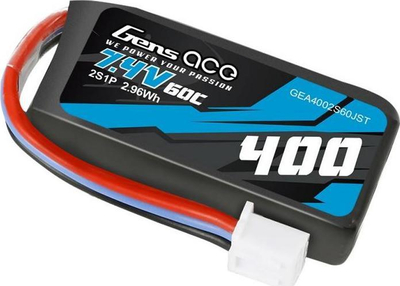 Bateri LiPo Gens Ace 400mAh, 7.4V 60C, konektor JST, e zezë