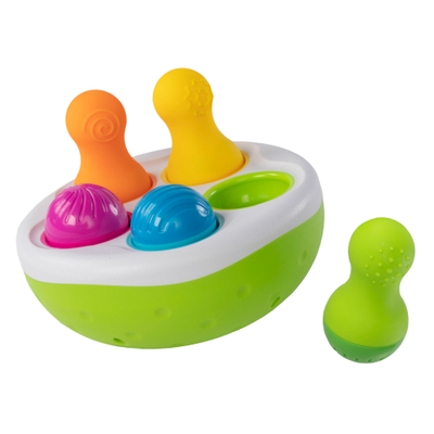 Lodër edukative Fat Brain Toys SpinnyPins, set me 5 kunja, mbi 18 muaj, shumengjyrëshe