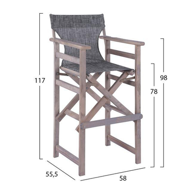 Stol bari Limnos + textilene HM10560.10, gri