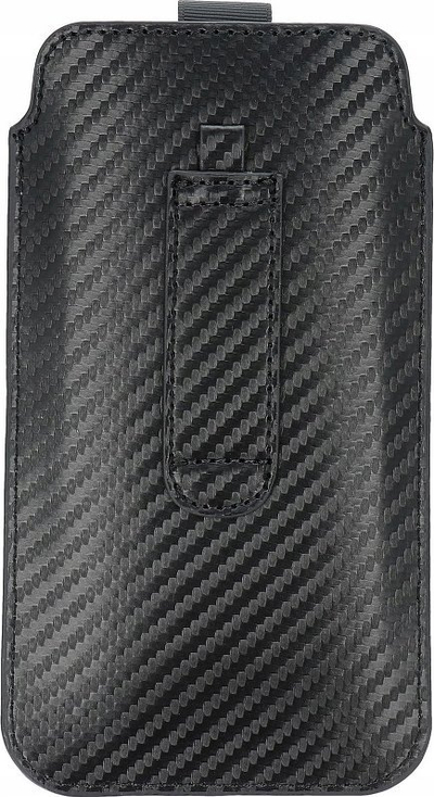 Këllëf telefoni Forcell Pocket Carbon Model 16, universal, për Samsung A22 5G, i zi