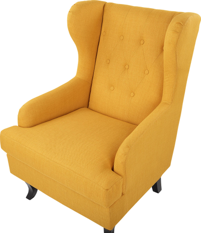 Karrige lounge ALTA Wingback, me cope poliestër, skelet druri, e verdhë