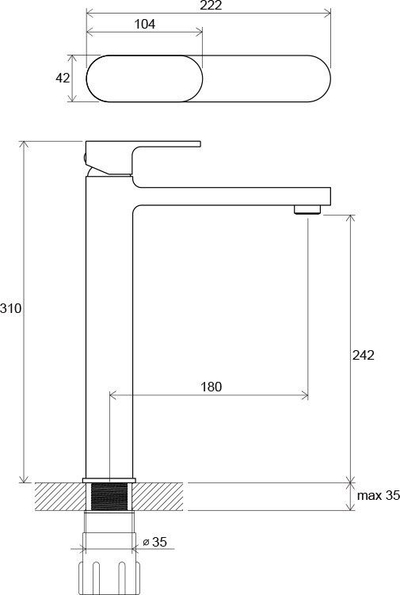 Rubinet lavamani i lartë Ravak Chrome CR015.00, pa valvul shkarkimi, krom