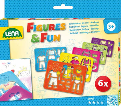 Сет шаблони за цртање LENA Figures & Fun, 6 парчиња, пластика, повеќебоен