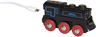 Локомотива играчка Brio со полнење преку USB 33596, електрична, црно-црвена