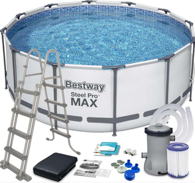 Надземен базен Bestway Steel Pro Max 56420, 366x122 cm, челична конструкција, сив
