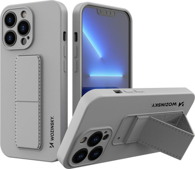 Mbrojtëse telefoni Wozinsky Kickstand Case për iPhone 13, silikoni, me stendë, gri