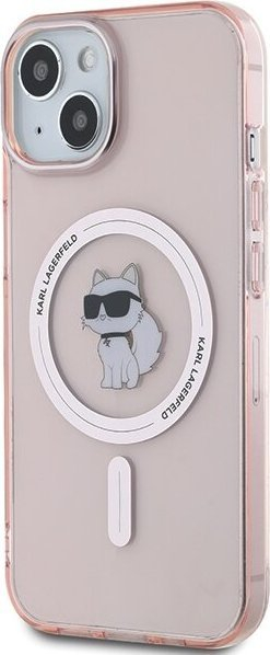 Këllëf telefoni Karl Lagerfeld IML Choupette MagSafe për iPhone 14 15 13 6.1", i tejdukshëm, rozë