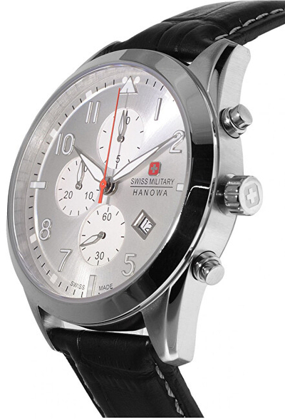 Orë dore për meshkuj Swiss Military Hanowa Helvetus Chrono, e zezë