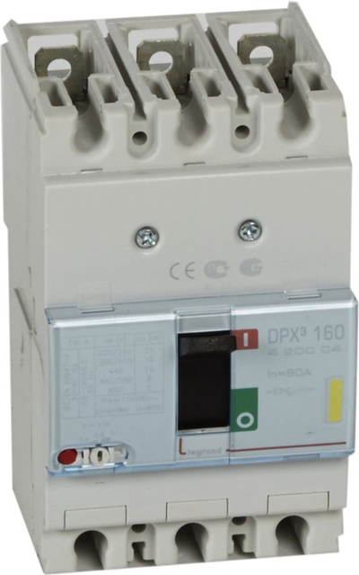 Ndërprerës magneto-termik Legrand DPX³ 160 MT 3P, 80A, 16kA, i bardhë