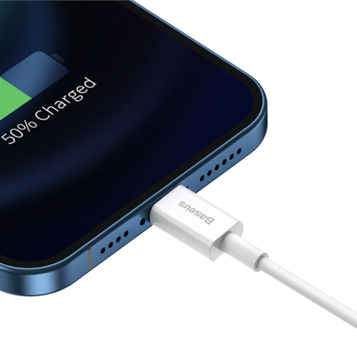 Kabllo USB Lightning Baseus Superior CALYS-A02, 1m, 2.4A, e bardhë