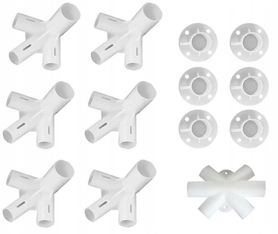 Set lidhësesh zëvendësuese për pavilion kopshti gjashtëkëndor, 13 pjesë, PVC, ngjyrë e bardhë
