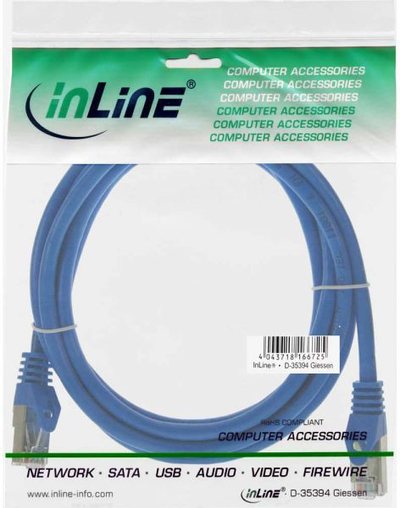 Kabllo patchcord InLine (71505B), RJ-45 - RJ-45, 4.6-5 m, kaltër