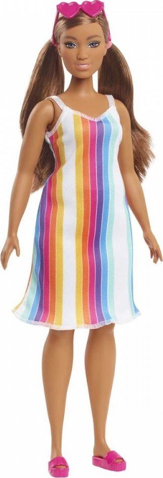 Kukull Barbie Loves the Ocean Rainbow, fustan me vija shumëngjyrëshe, syze zemre rozë