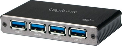 Hub USB LogiLink UA0282, 4 porta, USB 3.0, gri