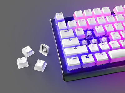 Taste SteelSeries PrismCaps, PBT, 120 copë, US, të bardha
