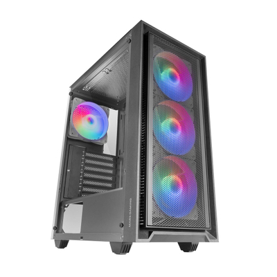 Kutia gaming Mars Gaming MC-AIR, ATX, 4 ventilatorë FRGB 120mm, panel me rrjetë, e zezë