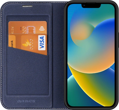 Kuti telefoni Dux Ducis Skin X2 për iPhone 14 Plus, tip libër, mbyllje magnetike, blu