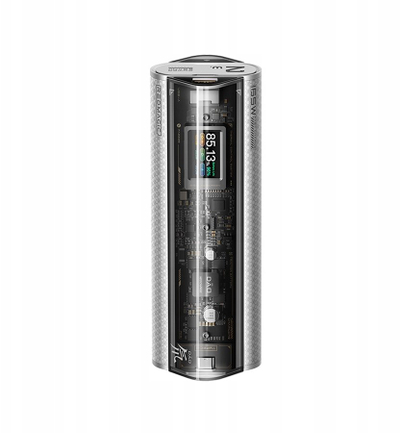 Надворешна батерија Redmagic DAO 165W, екран во боја, брзо полнење, проѕирна сребрена