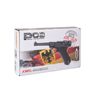 Pistolete ajri Ranger Luger P08 Parabellum, 4.5mm BB, metal, e zezë