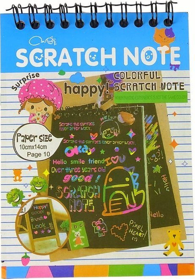 Fletore scratch Leantoys, 10 x 14 cm, faqe të zeza, blu