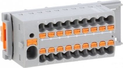 Bllok shpërndarës Phoenix Contact PTFIX 4/18X1,5 NS35 GY 1047454, 19 pika lidhje, 17.5A, gri