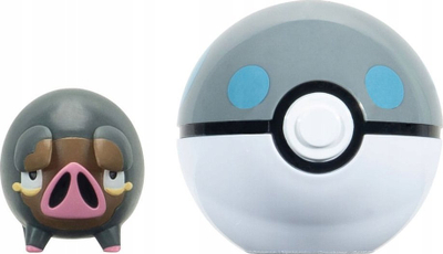 Set lodrash Pokémon Clip N Go, figura Lechonk 5 cm, Heavy Ball aksesor