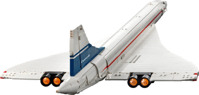 Set ndërtimi LEGO Icons Concorde 10318, model avioni ekspozimi, i bardhë