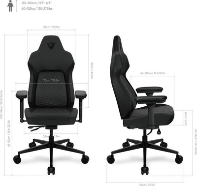 Гејминг столица ThunderX3 CORE Smart Racer, полнето седиште, ергономска, црна